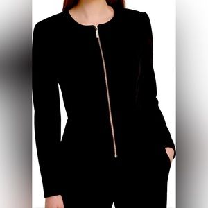 DKNY Women's Collarless Zip Front Jacket